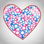Abstract Heart with Male and Female Symbols Pattern